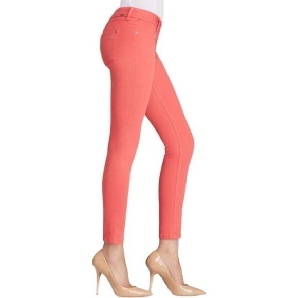 DL1961 Emma Leggings in spring wash coral Color Printed Skinny Jeans size 28 - Picture 2 of 15